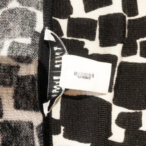 White House Black Market Sweater Dress Black White Geometric 3/4 Sleeve Small - Picture 10 of 11